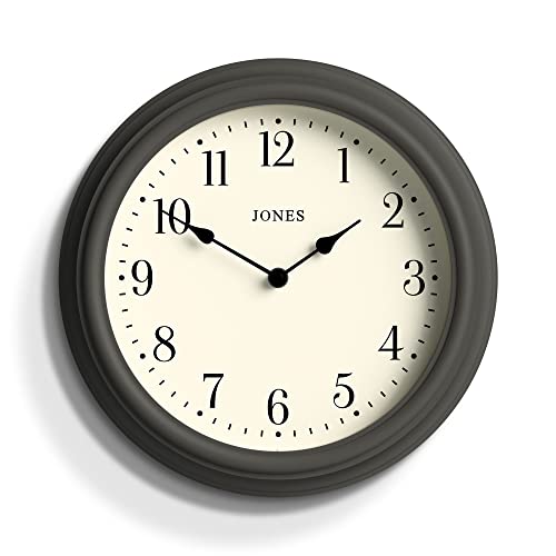 JONES CLOCKS® Venetian Wanduhr – Runde Wanduhr – Klassisches traditionelles Design – Designer-Wanduhr – Küchenuhr – Wohnzimmeruhr – Bürouhr – Dekoratives Gehäuse (Grau) von JONES CLOCKS