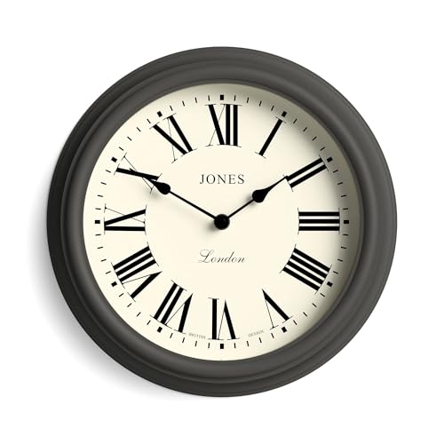 JONES CLOCKS® Venetian wanduhr | Klassische runde Uhr | 30cm | Dunkelgrau | Römische ziffern | Traditionelles Design, ideal für küche, Wohnzimmer oder Schlafzimmer von JONES CLOCKS