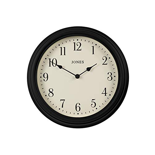 JONES CLOCKS® Venetian Wanduhr – Runde Wanduhr – Klassisches traditionelles Design – Designer-Wanduhr – Küchenuhr – Wohnzimmeruhr – Bürouhr – Dekoratives Gehäuse (Schwarz/Arabische Zahlen) von JONES CLOCKS