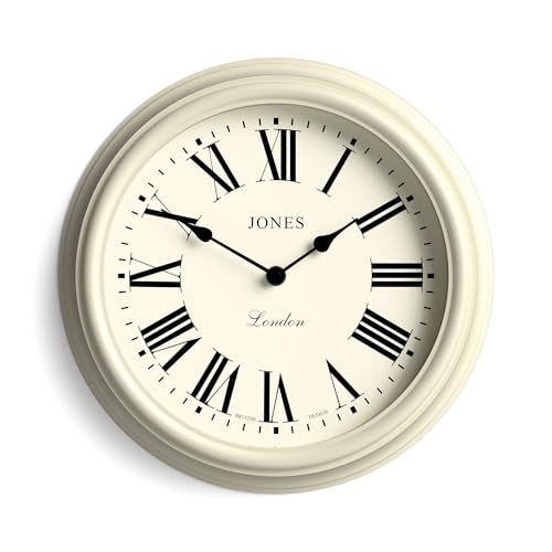JONES CLOCKS® Venetian wanduhr | Klassische runde Uhr | 30cm | Blasscreme | Römische ziffern | Traditionelles Design, ideal für küche, Wohnzimmer oder Schlafzimmer von JONES CLOCKS