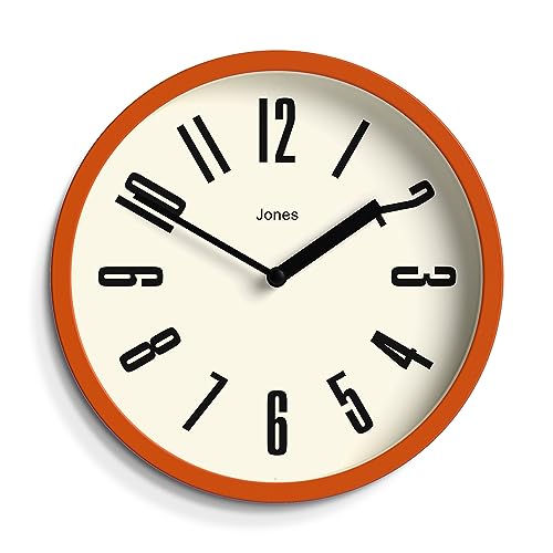 JONES CLOCKS ® Hot Tub Wanduhr – kleine runde Uhr – Retro-Wanduhr – Schreibtischuhr – Küchenuhr – Wohnzimmeruhr – Bunte Wanduhr – 20 cm große Uhr (Orange) von JONES CLOCKS