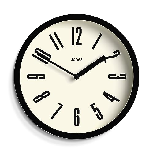 JONES CLOCKS ® Hot Tub Wanduhr – kleine runde Uhr – Retro-Wanduhr – Schreibtischuhr – Küchenuhr – Wohnzimmeruhr – Bunte Wanduhr – 20 cm große Uhr (Schwarz) von JONES CLOCKS