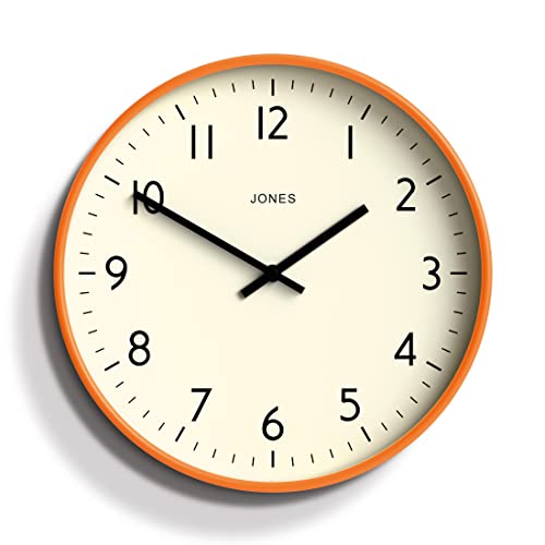 JONES CLOCKS® Studio Runde Wanduhr – Runde Uhr – Moderne Uhr – Designer Wand Uhren – Küchenuhr – Wohnzimmeruhr – Bürouhr – Leicht ablesbares Zifferblatt – 30cm (Orange) von JONES CLOCKS