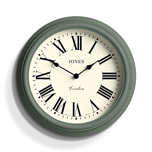 JONES CLOCKS® Venetian Wanduhr – Runde Wanduhr – Klassisches traditionelles Design – Designer-Wanduhr – Küchenuhr – Wohnzimmeruhr – Bürouhr – Dekoratives Gehäuse (Grun) von JONES CLOCKS