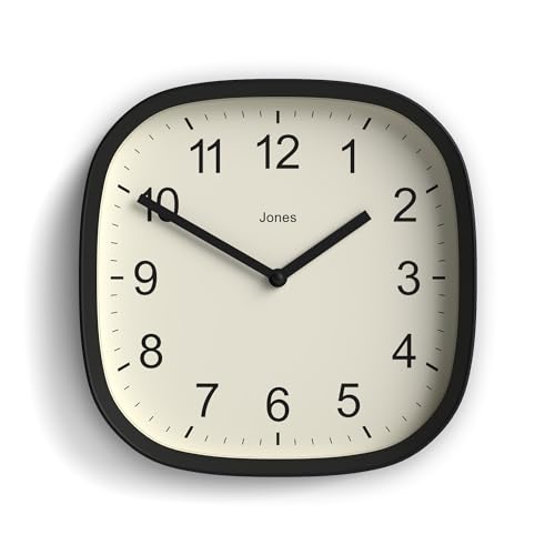 JONES CLOCKS Quadratische Retro-Wanduhr aus hochwertigem Acryl, 'Sprite' in Schwarz, 25 x 25 x 5 cm JONES CLOCKS Quadratische Retro-Wanduhr aus hochwertigem Acryl, 'Sprite' in Schwarz, 25 x 25 x 5 cm von JONES CLOCKS