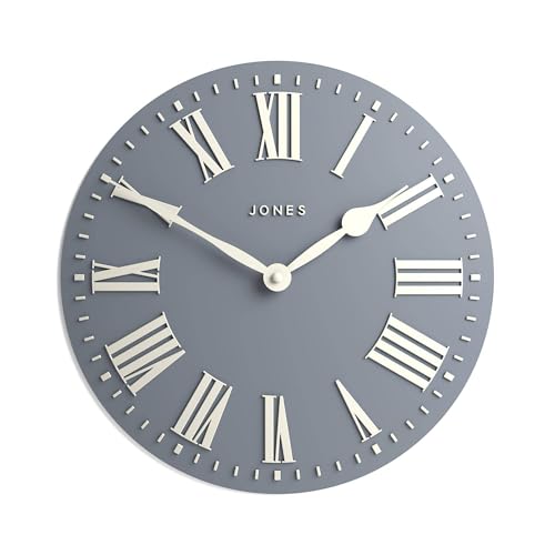 JONES CLOCKS® Strand wanduhr | Moderne Klassische Konvexe Uhr | 30cm | Blassblau | Römische ziffern | Ideal für die küche, das Wohnzimmer, das büro oder das Schlafzimmer von JONES CLOCKS
