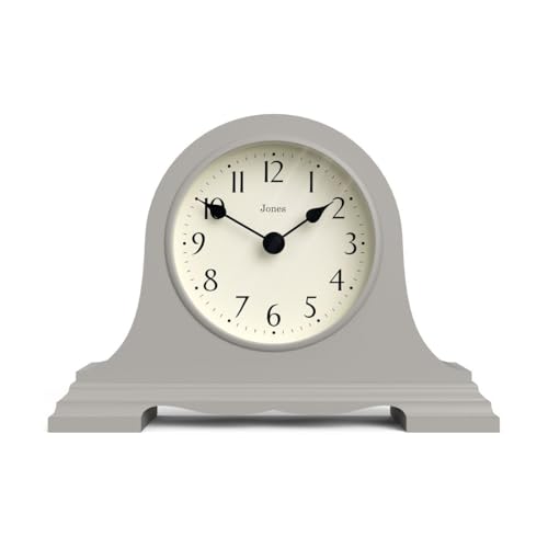JONES CLOCKS® Speakeasy Tischuhr | Klassisches Napoleon Hut Desig | Grau | Zeitgenössischer klassischer Stil für Schreibtisch, Tisch, Regal oder Nachttisch von JONES CLOCKS
