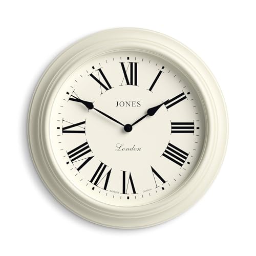 JONES CLOCKS® Supper Club wanduhr | Große Klassische runde Uhr | 40cm | Blasscreme | Römische ziffern | Traditionelles Design, ideal für küche oder Wohnzimmer von JONES CLOCKS