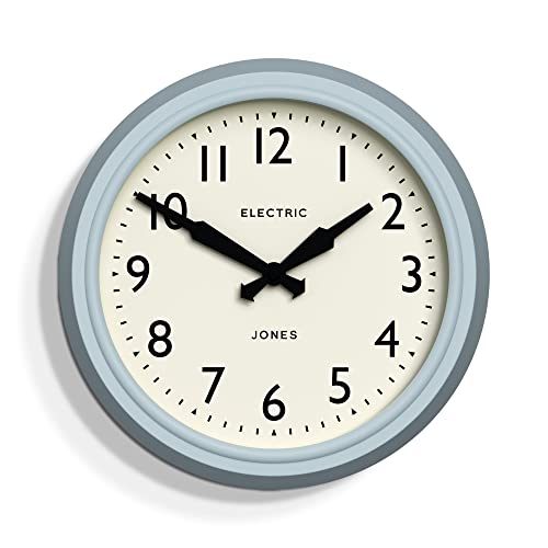 JONES CLOCKS® Telecom Wanduhr Klassisches Design in modernen Farben Perfekt als Küchen-, Wohn- oder Bürouhr mit gut ablesbaren Zahlen (Hellblau) von JONES CLOCKS