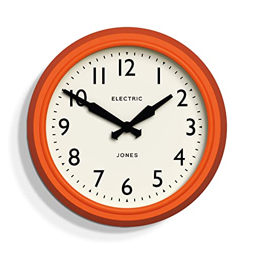 JONES CLOCKS® Telecom Wanduhr Klassisches Design in modernen Farben Perfekt als Küchen-, Wohn- oder Bürouhr mit gut ablesbaren Zahlen (Orange) von JONES CLOCKS