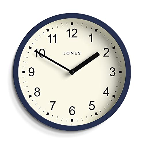 JONES CLOCKS® The Spin – Kleine Uhr – Runde Wanduhr – Küchenuhr – Wohnzimmeruhr – Bürouhr – Dekorative Wohnaccessoires – Moderne Wanduhr – 20cm Wanduhr (Dunkelblau) von JONES CLOCKS