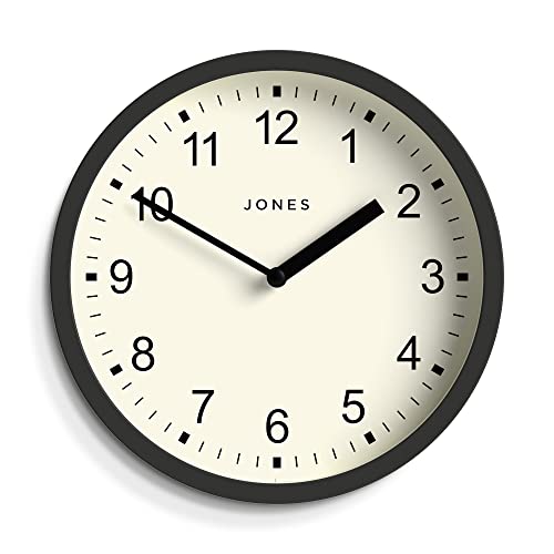 JONES CLOCKS® The Spin – Kleine Uhr – Runde Wanduhr – Küchenuhr – Wohnzimmeruhr – Bürouhr – Dekorative Wohnaccessoires – Moderne Wanduhr – 20cm Wanduhr (Dunkelgrau) von JONES CLOCKS