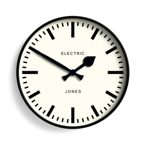 JONES CLOCKS® Tiger Wanduhr | Moderne runde Stationsuhr | 30cm | Schwarz | Cooler Designer|Look für Küche, Wohnzimmer oder Büro von JONES CLOCKS