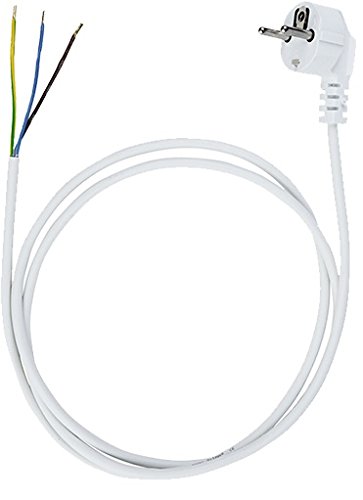 Anschlussleitung Zuleitung Stecker Netzkabel Stromkabel 3-polig 3 x 1mm2 (1.5 Meter, Weiss) von JONEX