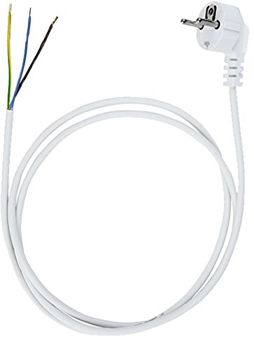 Anschlussleitung Zuleitung Stecker Netzkabel Stromkabel 3-polig 3 x 1mm2 (3.0 Meter, Weiss) von JONEX