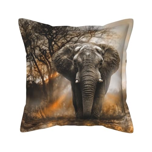 JONGYA Tropischer afrikanischer Elefant bedrucktes Leder-dekoratives Kissen mit exquisitem Design, weich und bequem von JONGYA