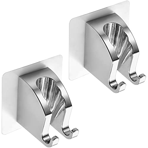 JONKEAN Duschbrause Halterung, Verstellbarer Handbrause Halterung Ohne Bohren, Stark Haftender Duschhalterung, Duschkopfhalterung Ohne Bohren, Wasserdichter Brausehalterung (Chrom, 2 Stück) von JONKEAN