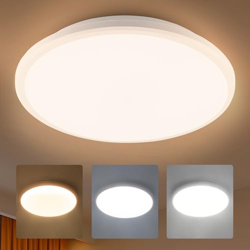 JONMONSM LED Deckenleuchte 36W, 3000K-6500K 3000LM LED Deckenleuchte Dimmbar, IP54 Wasserdichte Deckenlampe mit Fernbedienung für Schlafzimmer Wohnzimmer Bad Balkon Keller 300*H40mm von JONMONSM