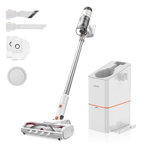 JONR 27000Pa 60Min Batterie Staubsauger mit Automatische 2.5L Müllsammlung Basisstation, 150AW Starke Saugleistung, Akkustaubsauger Selbstladender mit LED-Beleuchtung von JONR