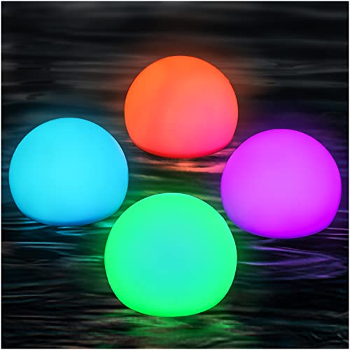 JONRRYIN Pool Lichter Schwimmend, 4 Stück Teichbeleuchtung, Poolbeleuchtung mit Fernbedienung, 16 RGB Farbwechsel Wasserdichte Lichter für Pool Garten, Teich, Party von JONRRYIN