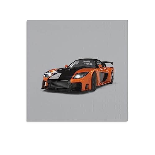 JDM Auto-Poster für Mazda RX-7 Rennauto, Sportwagen, dekoratives Gemälde, Leinwand, Wand- und Kunstbild, Familien-Schlafzimmer, Dekoration, 70 x 70 cm von JONZA