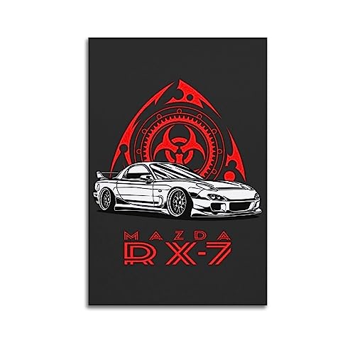 JDM Auto-Poster für Mazda RX7 Rennauto, Sportwagen, dekoratives Gemälde, Leinwand, Wand- und Kunstbild, Familien-Schlafzimmer, Dekoration, 60 x 90 cm von JONZA