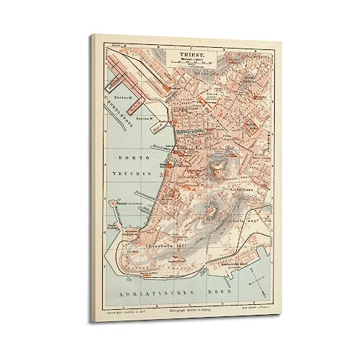 JONZA Landkarten-Poster Europa Italien TRIEST Vintage Karte Dekorative Malerei Leinwand Wand und Kunst Bild Familie Schlafzimmer Dekor 40 x 60 cm JONZA Landkarten-Poster Europa Italien TRIEST Vintage Karte Dekorative Malerei Leinwand Wand und Kunst Bild Familie Schlafzimmer Dekor 40 x 60 cm von JONZA