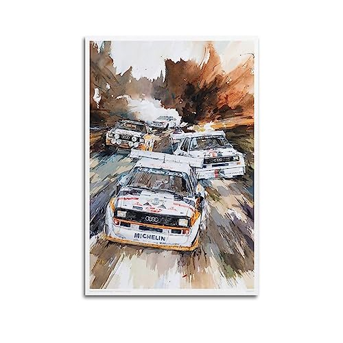 JONZA Rallye-Rennwagen-Poster für Audi-Rennwettbewerb, dekoratives Gemälde, Leinwand, Wand- und Kunstbild, Familienschlafzimmer-Dekor, 30 x 45 cm von JONZA