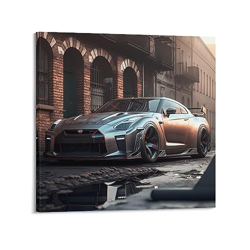 JONZA Rennwagen-Poster für Skyline GTR R35 Sportwagen, dekoratives Gemälde, Leinwand, Wand und Kunstbild, Familienschlafzimmer, 70 x 70 cm von JONZA