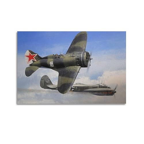 JONZA Vintage Fighter Aircraft Poster I-16 Vs Yu-88 Dekorative Malerei Leinwand Wand und Kunstbild Familienschlafzimmer 60 x 90 cm von JONZA