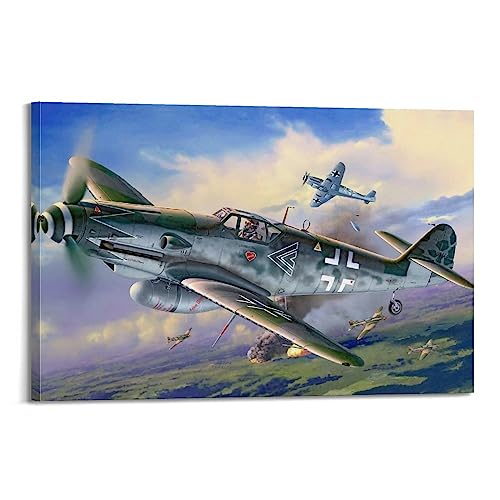 JONZA Vintage-Militär-Flugzeug-Poster Bf 109 Kampfflugzeug, dekoratives Gemälde, Leinwand, Wand- und Kunstbild, Familien-Schlafzimmer, Dekoration, 20 x 30 cm JONZA Vintage-Militär-Flugzeug-Poster Bf 109 Kampfflugzeug, dekoratives Gemälde, Leinwand, Wand- und Kunstbild, Familien-Schlafzimmer, Dekoration, 20 x 30 cm von JONZA