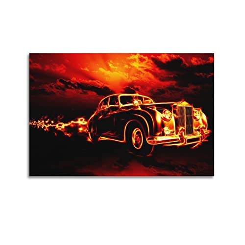 JONZA Vintage Race Auto Poster Rolls Royce Luxus Auto Dekorative Malerei Leinwand Wand und Kunst Bild Familie Schlafzimmer Dekor 12x18inch (30x45cm) von JONZA