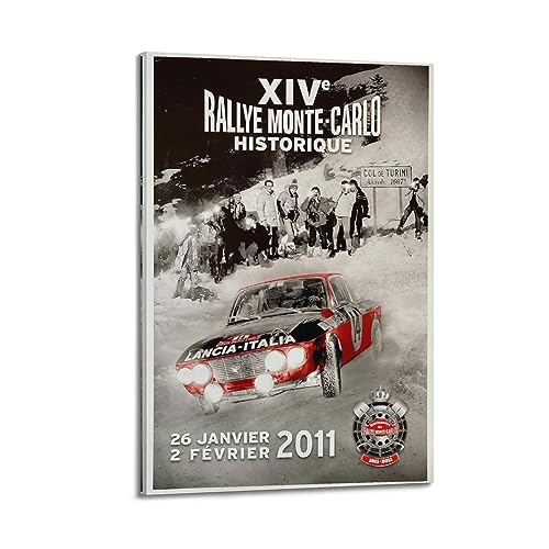 JONZA Vintage Rally Racing WRC Poster für Lancia Fulvia Coupe HF Sportwagen, dekoratives Gemälde, Leinwand, Wand und Kunstbild, Familienschlafzimmer, 30 x 45 cm von JONZA