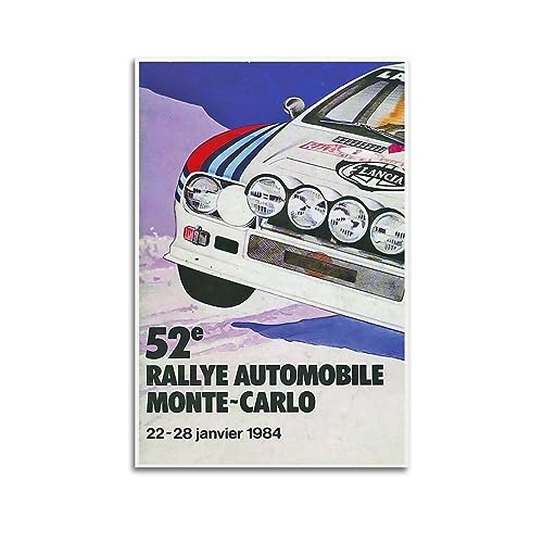 JONZA Vintage Rally Racing WRC-Poster für Lancia Rally Gruppe B, dekoratives Gemälde, Leinwand, Wand und Kunstbild, Familienschlafzimmer, 40 x 60 cm von JONZA