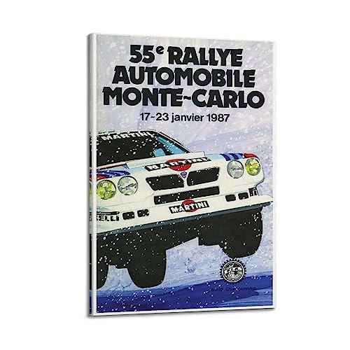 JONZA Vintage Rallye-Auto-Poster für Lancia 1987 Rallye Automobile Monte-Carlo dekoratives Gemälde Leinwand Wand und Kunstbild Familienschlafzimmer Dekor 50 x 75 cm von JONZA