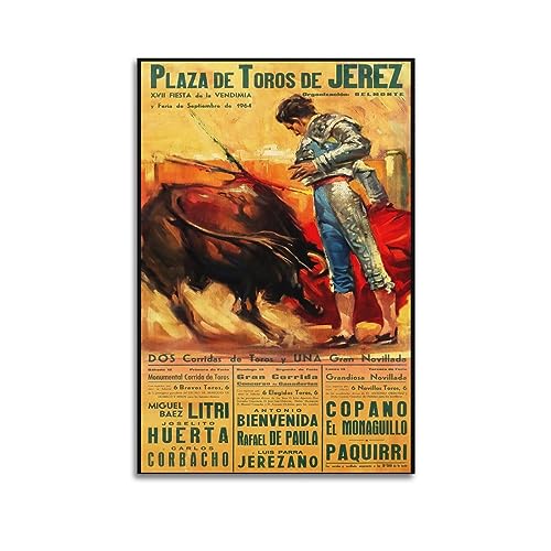 Spanien Stierkampf Poster Jerez Stierkampfung Dekorative Malerei Leinwand Wand Und Kunst Bild Familie Schlafzimmer 50 x 75 cm von JONZA