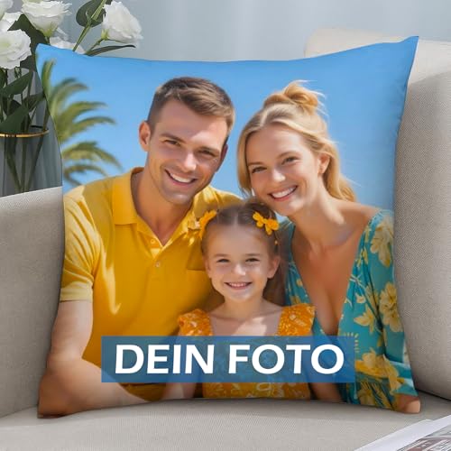 JONZIN Kissen mit Foto Bedrucken Lassen - Selbst Gestalten Kissen Personalisiert Doppelseitiger FotoKissen-Bezug 100% Polyester Personalisierte Geschenke Mann Frau (50 × 50 cm) von JONZIN