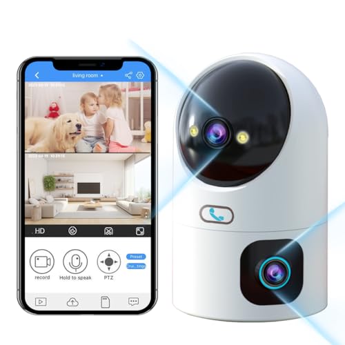 JOOAN Überwachungskamera innen 5G WiFi Kamera 5G/2.4G FHD 2K/3MP WLAN Kamera für SD &Cloud-Speicher 360°Hundekamera mit APP 2-Wege-Audio Kamera Überwachung Innen mit Nachtsicht Duale Linse von JOOAN