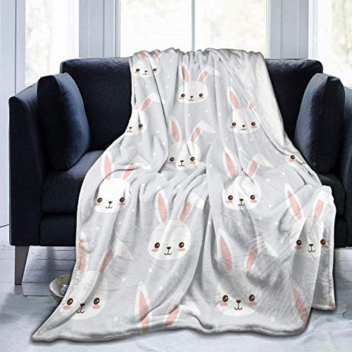 JOOCAR Flanell-Überwurf, Decke, Kindish Bunny Cartoon Kaninchen, gemütlich und weich, Plüsch, warme Decken für Bett, Couch, Wohnzimmer, Sofa, Stuhl von JOOCAR