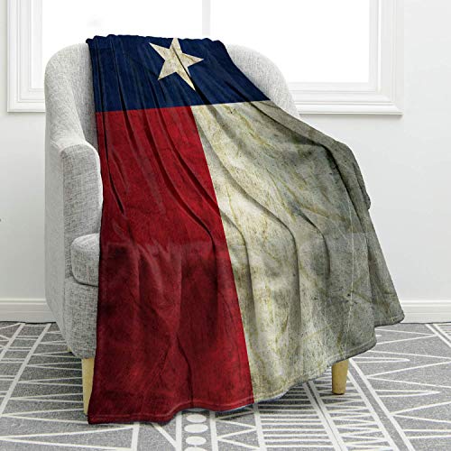 JOOCAR Flanell-Überwurf, Decke, Texas-Flagge, Vintage-Druck, gemütliche und weiche Plüsch-warme Decken für Bett, Couch, Wohnzimmer, Sofa, Stuhl von JOOCAR