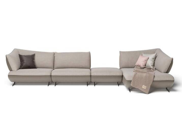 Ecksofa 450 x 172 cm Stoffbezug fels- /sandbeige von JOOP!
