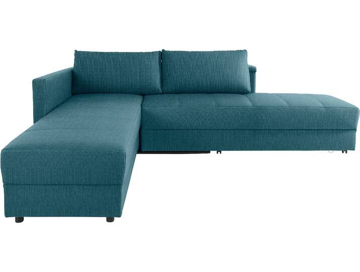 Ecksofa LooksIII L-Form , blau (petrol), B:287cm T:229cm, Struktur (100% Polyester), Feinstruktur (100% Polyester), LOOKS BY WOLFGANG JOOP, Sofas, durch Drehfunktion zum Bett wandelbar, inklusive Staufach von JOOP!