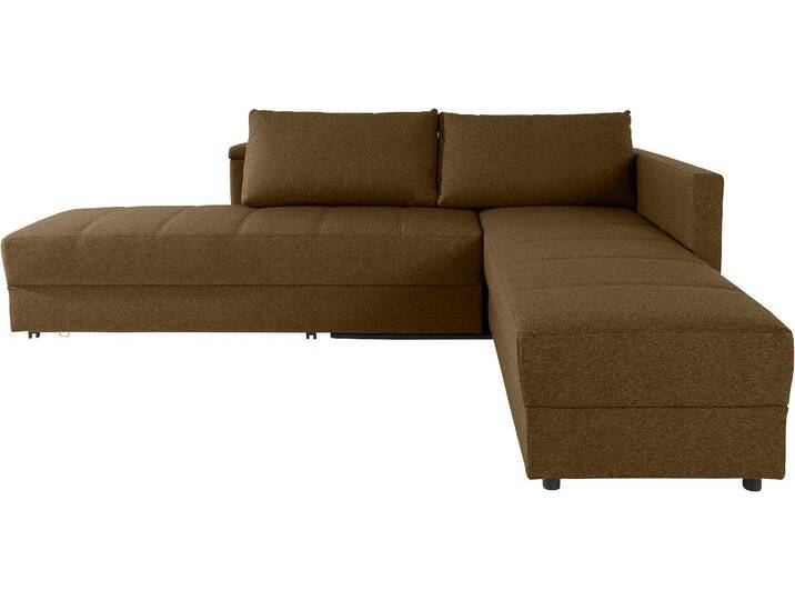 Ecksofa LooksIII L-Form , braun (messing), B:287cm T:229cm, Struktur (100% Polyester), Feinstruktur (100% Polyester), LOOKS BY WOLFGANG JOOP, Sofas, durch Drehfunktion zum Bett wandelbar, inklusive Staufach von JOOP!
