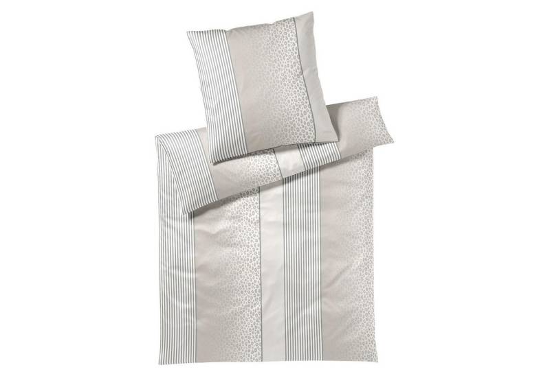 JOOP! Bettwäsche Mako-Satin-Bettwäsche, 135 x 200 cm, Weiß, Creme, Mako-Satin, 2 teilig, Baumwolle, Streifen und Leopardenmuster von JOOP!