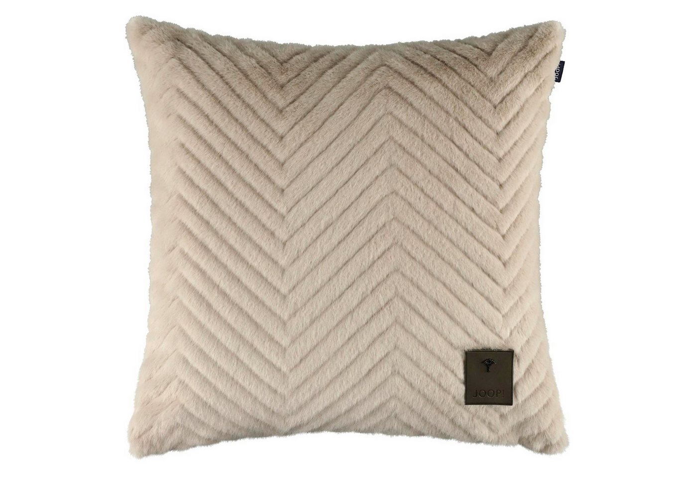 JOOP! Dekokissen JOOP! Kissenbezug Elegant Kollektion 2025, fake-fur Optik, Lederlabel auf der Vorderseite von JOOP!