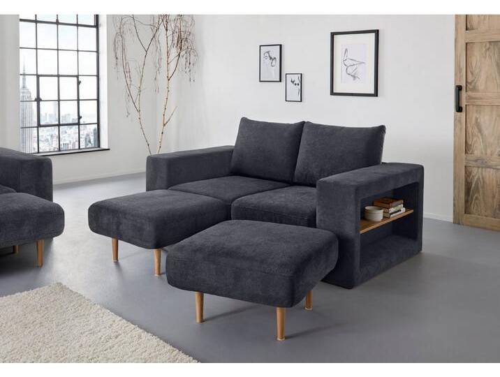 LOOKS by Wolfgang Joop 2,5-Sitzer Looksvb, Verwandlungssofa: aus Sofa wird Sofa mit 2 Hockern, mit Regalfunktion, blau, dunkelblau von JOOP!
