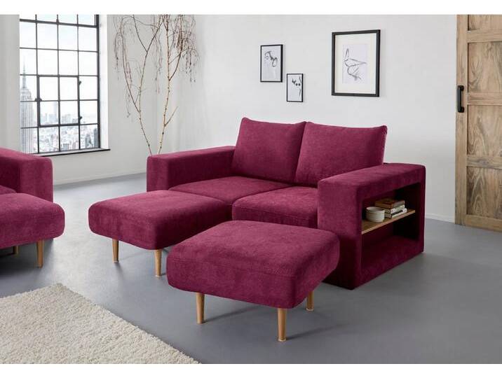 LOOKS by Wolfgang Joop 2,5-Sitzer Looksvb, Verwandlungssofa: aus Sofa wird Sofa mit 2 Hockern, mit Regalfunktion, lila, beere von JOOP!