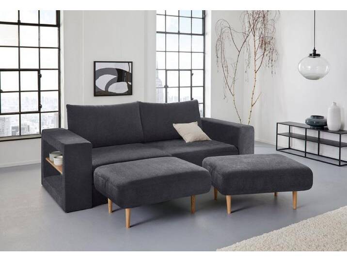 LOOKS by Wolfgang Joop 3,5-Sitzer Looksvb, Verwandlungssofa: aus Sofa wird Sofa mit 2 Hockern, mit Regalfunktion, blau, dunkelblau von JOOP!