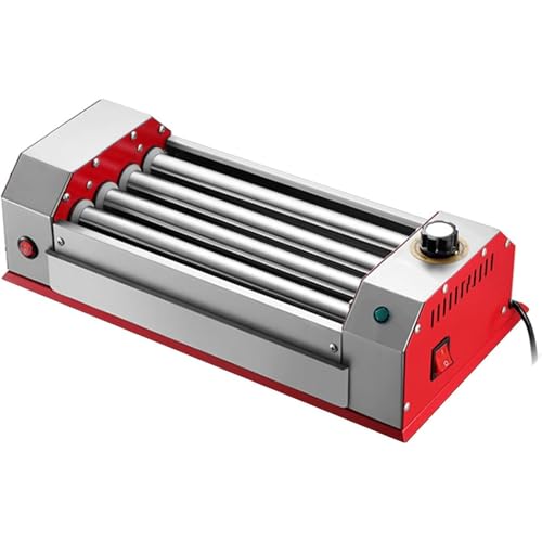 Automatisch drehbarer Wurstgrill, Hot-Dog-Frühstücksmaschine, ausgestattet mit Edelstahl-Heizwalze, geeignet für Küchenfrühstück (Rot) von JOOSZORN