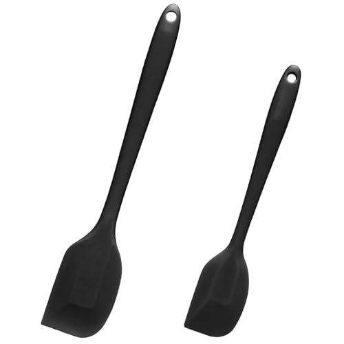 Silikon Spatel, 2 Stück Pfannenwender Silikon, Hitzebeständige Spatel zum Kochen, Antihaft Hitzebeständig Silicone Spatula für Mischen Rühren Schaben Kochen, BPA-frei (Schwarz) von JOOTUEPO
